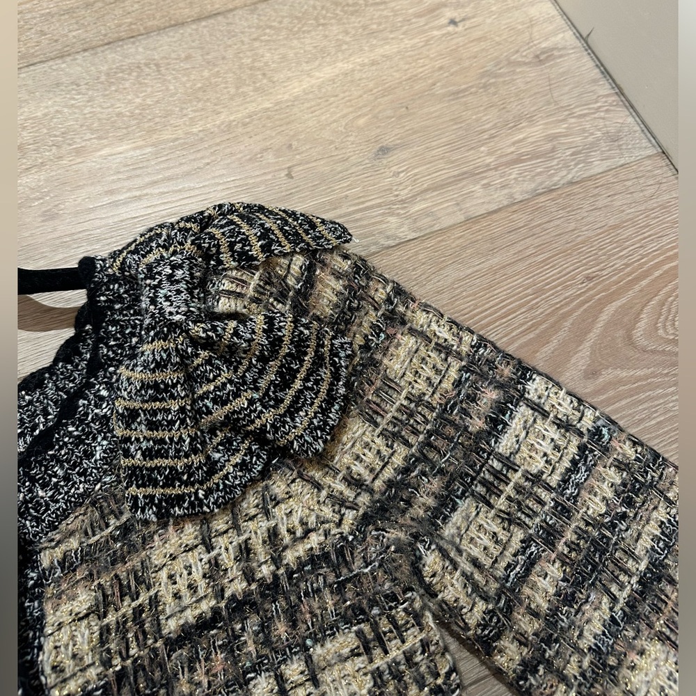 Loveshackfancy Chantria Tweed Boucle cropped cardigan with Black and gold - Picture 4 of 10